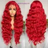 Przednia koronkowa peruka Nowy produkt czerwone długie kręcone włosy z dużymi falami pokrywa gorące sprzedaż