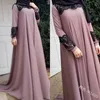 Dubai Arab Muslim Dresses Women Islam A-line Big Swing Maxi Dress Splice Loose Ramadan Turkish Islamic Clothing Large Size S-5XL 240415