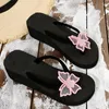 Hausschuhe BcEByl Damen Sommer Mode Sandalen lässig bequeme Bogenknoten offener Flip-Flops flacher dicker Boden