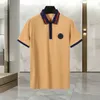 letter classic solid color short sleeve T-shirt for men's business casual half sleeve embroidery double pocket lapel polo shirt summer