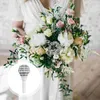 Decorative Flowers 6 Pcs Holding Dried Torus Artificial Outdoor Wedding Supply Floral Handle Lace Holder Plastic Bride DIY Bouquet Stand