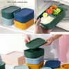 Quadratische Silikonschale Babynahrungsergänzungskasten Teenager Lunchbox mit Deckel frisch wecker staubdichtem Mikrowellen-Kühlschrank 240420