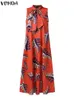 بالإضافة إلى الحجم 5xl Vonda Bohemian Summer Maxi Dress Women Ploral Print Tie Bow Beach Sundress مثير بلا أكمام غير رسمية طويلة رداء طويل 240419