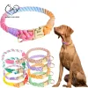 Collars Macaron Dog Coller Cucciolo personalizza ID inciso Tag Rainbow Cotton Weave Collar per accessori per prodotti per animali domestici di grandi dimensioni