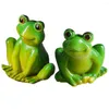 Garden Decorations 2 Pcs Micro Landscape Frog Ornaments Resin Animal Decor Shaped Adornments Outdoor Pool Swimming Decors Scene