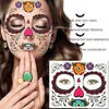 Tattoo Transfer Halloween Waterproof Temporary Tattoo Stickers Facial Makeup Special Facial Death Skull Body Dress Up For Halloween I6A8 240427