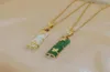 Green Jade Knot Titanium Steel Necklace Female Fashion Wealthy Bamboo Clavicle Chain Simple Ethnic Style Jewelry8444017