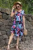 Vestidos de festa Levaca Branca Estampa floral Impressão Maternidade Império da cintura Vestido midi casual para mulheres para o verão feminino