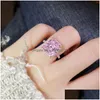 Ensemble de bijoux de mariage Choucong Brand Luxury 925 Sterling Sier Gold Fill Princess Cut Pink Topaze CZ Diamond Gemstones Party Women Ring Dhoxw