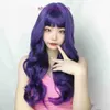 Anime wig purple long hair large waves cosplay props curly whole head cover short strap goods