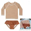 Kläder sätter RC Baby Girls Swimwears Kids 1-12y långärmad solskyddsmedel blommig småbarn simning baddräkt rand bikini kostym casual kläder