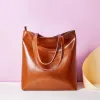 Cowhide Summer Womens Bag Fashion Simple Tote Large Capacity Portable Shopping