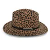 Wide Brim Hats Bucket Hats Fashion Felt chapeau pour les hommes Fashion Fashion Sombrero Leopard Print Hat Sunhat Y240425