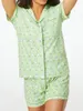 Women's Tracksuits Women S Satin Pajama Set 2-Piece Sleepwear Loungewear Button Down Short Sleeve Shirt