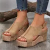 Casual Shoes Wedge Sandals Women Summer Fashion Elegant Non-slip Platform Heels Rubber Sole Buckle Peep Toe Roman