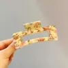 Clamps YHJ Korean Style Printed Floral Square Hair Claw Shark Hair Claw Clip Hair Accessories for Women Girls Y240425