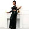 Runway Dresses Plus Size Stretch Grn Sequin Dress Full Slve Vintage Mermaid Evening Night Long Party Maxi Dress Y240426