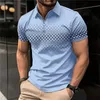 Summer Mens Polo Camisa Polo de Manga curta Turn-shirt Business Butrow-Down Camisetas Camisas de Golfe de grandes dimensões Roupas 240412