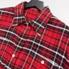 Bluzki damskie 2024 Summer bawełniane bawełniane bawełniane bluzka Red Plaid Loose Shirt Bluzka