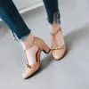 ASILETO big size45 women sandals square heels shoes woman summer bow s strap sandals Pointed casual shoes Mulheres sandalias 240415