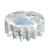 Nappement côtier de table en tissu circulaire de 60 pouces Corail Blue étoiles de mer ferme étanche et résistante aux rides 240426