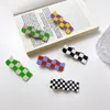 Fashion Girl Sweet Hair Clip Acryl Square Accessoires Color Grid Claw For Women Exquisit Shark Clips 240425