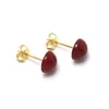 Orecchini per borchie per le orecchie rosse con cartilagine 8mm cartilagine piercing gioielli piercing 24k oro oro agopuntura in ottone cabochon pietra moderna