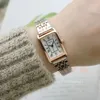 Armbandsur lyxiga kvinnor tittar på enkla romerska siffror nummer kvarts klockor damer trend klocka kvinnlig vintage rektangel reloj armbandsur