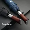 Windproof Large Umbrella for Men 8 Ribs Fully Automatic Heavy Rain Outdoor Wooden Folding Umbrellas Compact Parasol 240420