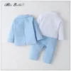 Roupas conjuntos de roupas para menino Roupas de bebê Conjunto de 3-18m Nascido Soild Casat Romper Kids Boys Baptismo