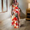 Robes décontractées de base au sol à la mode d'été Feuilles imprimées cocktail Bohemia Long Robe Anti-Pill Boho Robe Boon