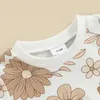 Juegos de ropa Cocina de ropa para bebés Camiseta de estampado floral de manga corta de manga corta + pantalones cortos 2 piezas colocadas para ropa infantil 0-3 años