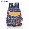 Ausqi Little Cute de ônibus de cartoon para crianças mochila para crianças garotas garotas para crianças Backpacks Back com tira no peito Y181188E