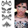 Tattoo Transfer Halloween Carnival 3D Crystal Sticker Makeup Decoration Trendy Shiny Black Akryl Drill Face Stickers Temporära tatueringsklistermärken 240427