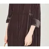 Casual Dresses High-end Silk Velvet Women Long-sleeved Dress Spring Autumn Chinese Stand Collar Buckle Skirt Temperament Elegant