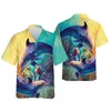 1We1 Casual shirts voor heren Harajuku Fashion Dolphin grafische shirts voor mannen Kleding Casual Hawaiiaans strandhemd Aloha Cartoon Ocean Animal Blouses Rapel Top 240424