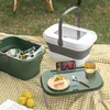 Japanese style DOD multi-purpose outdoor folding picnic basket camping picnic tableware storage small table 16L portable basket