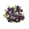 Fleurs décoratives verdure artificielle pour une utilisation extérieure Bouquet de rose exquise Fleur Fleur Bridal non passante polyvalente