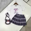 New Princess dress kids tracksuits designer baby clothes Size 120-160 CM Cartoon pattern printed T-shirt and pants lined short skirt 24April