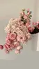 ドライフラワーウェディング装飾バラのほこりっぽいピンクの赤面ヌードコーヒーライス白い人工バラの花の列道路ガイドフラワーSドロップシッピング