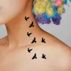Transferencia de tatuaje unisex Sticker Body Art Black Tattoo Waterproof para unisex sexy removible Flying Bird Transfer para unisex 240427