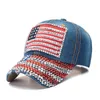 قبعات الكرة Donald Trump Denim Baseball Cap Outdoor I Love 2024 Rhinestone Hat Sports Striped USA Flag Snapback LJJA5004805904