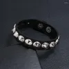 Braccialetti fascino punk punk roccia gotica braccialetto in metallo rotondo picchi cuspidali a cono rivet cono percibli di cuoio nero braccialetti in pelle nera braccialetti in pelle nera