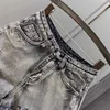 Women's Shorts Worn Legs with Rough Edges Washed Black Denim Shorts 2024 Summer New Women Fashion A-line Wide Leg Hole Ripped Denim Shorts Y240425