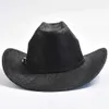 Szerokie brzegowe czapki wiadra faux skórzana czapka kowbojska dla mężczyzn vintage dżentelmen panama cowgirl hat sombrero hombre y240425