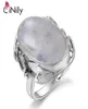 Anéis de pedra de lua normalmente naturais para homens mulheres 039s anel de jóias de prata com pedras grandes gemas ovais presentes 6123398382