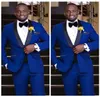 2019 Hoogwaardige Royal Blue Groom Tuxedos Groomsmen Sjawl Rapel Man Blazer Mens Wedding Business Suits Custom Jacket Pants7617974