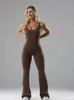 2024 Zomer dames slanke heuphefpak u nek sexy backless mouwloze wijd uitlopende broek activiteit sport yoga slijtage 240410