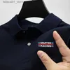 Men's T-Shirts Summer new mens casual short sleeved polo office fashionable lapel T-shirt breathable clothing Q240426