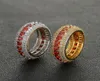 5 rangées CZ Men039s Anneau avec des pierres latérales 18 K Copper Gold Silver Color Cumbic Zircon Ring Iced Fashion Hip Hop Jewelry8703141